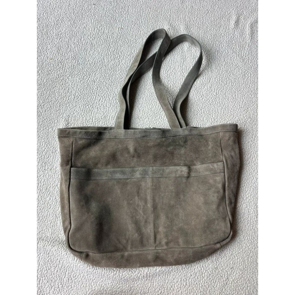 UrbanCode London Double Pocket Suede Leather Tote Grey